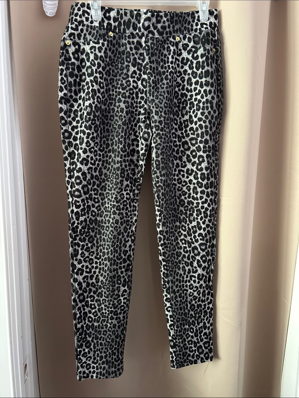 MICHAEL Michael Kors Black and White Leopard Skinny Pants